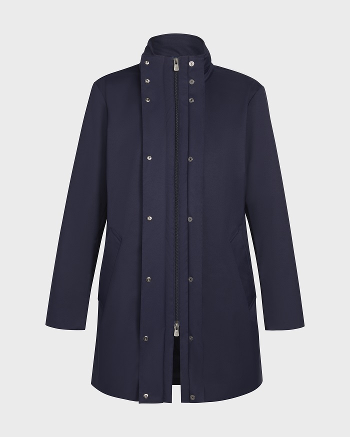 Navy snap parka coat ghost mannequin
