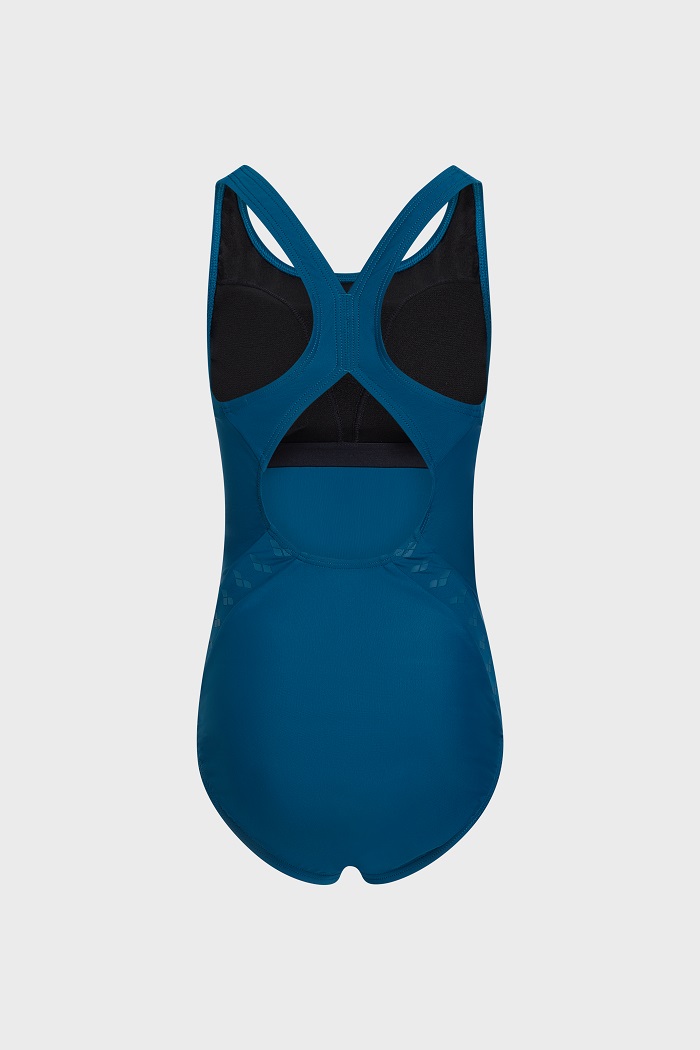 Teal arena swimsuit mesh back ghost mannequin
